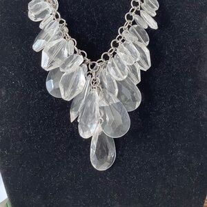 Graziano Statement Collar clear plastic, lucite silver tone necklace